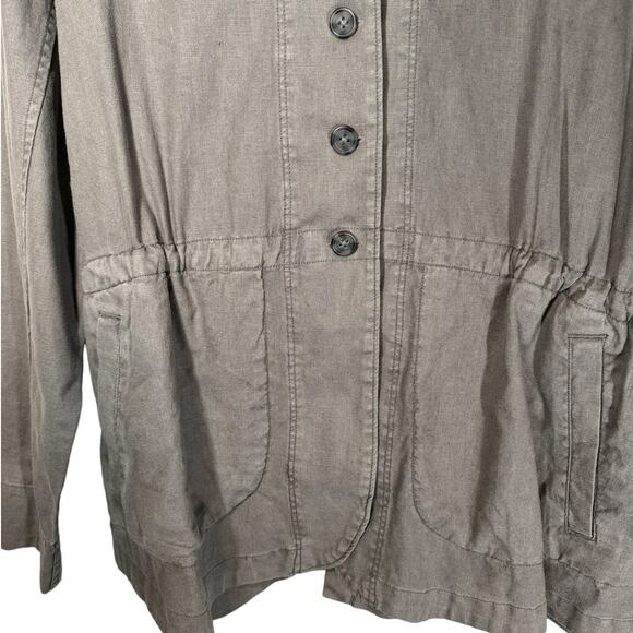 Carbon‎ 2 Cobalt Linen Cotton Hooded Jacket Taupe Large Lagenlook - Picture 3 of 7